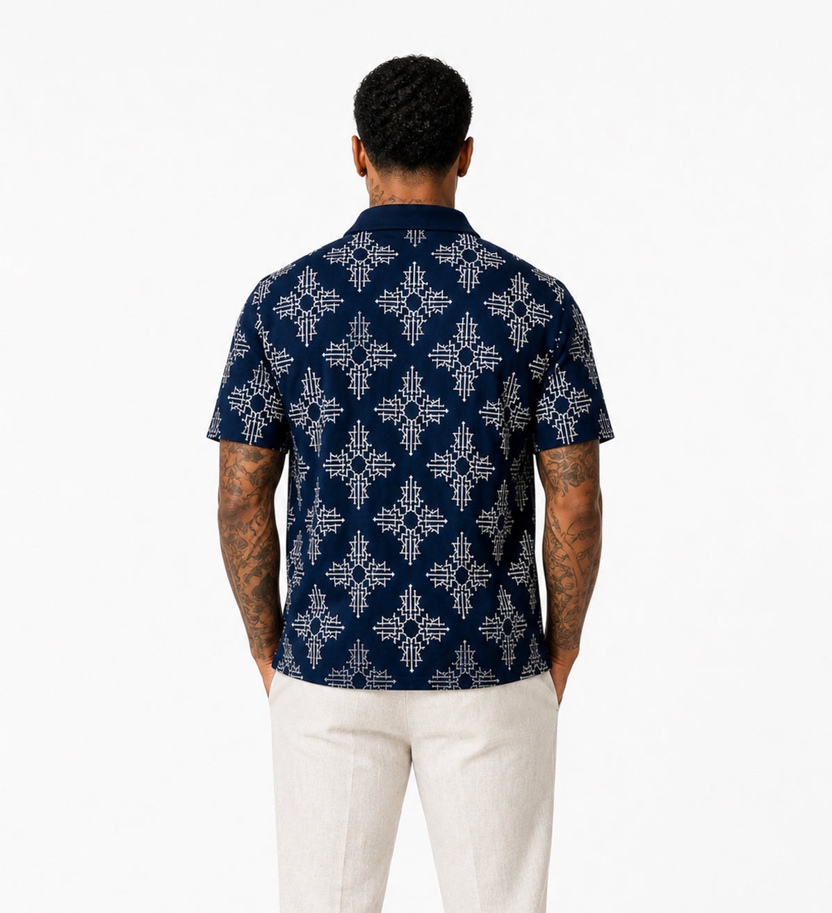 All-Over Monogram Navy Polo